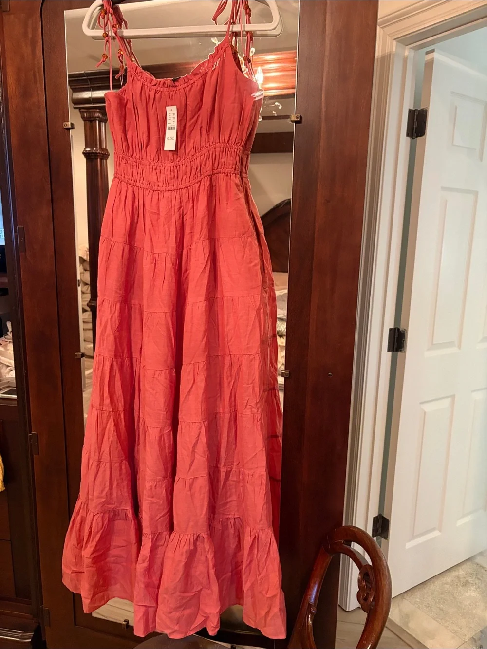 J. Crew Coral Pink Tiered Maxi Dress